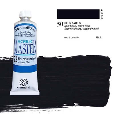 Akrylová farba Ferrario Master, 60 ml - 50, ivory black