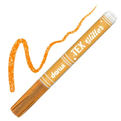 Nepriehľadná fixka na tmavé textílie Darwi Tex Glitter  - oranžová