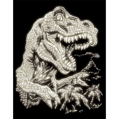Sada na gravírovanie obrázkov s rysovacou ihlou, 20x25 cm - Dinosaurus, svietiaca v tme