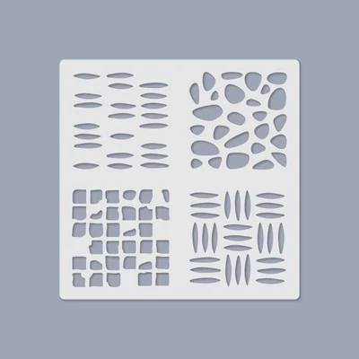 Šablóna pre médiá, 14,5x14,5 cm, 4 vzory - Geometrické
