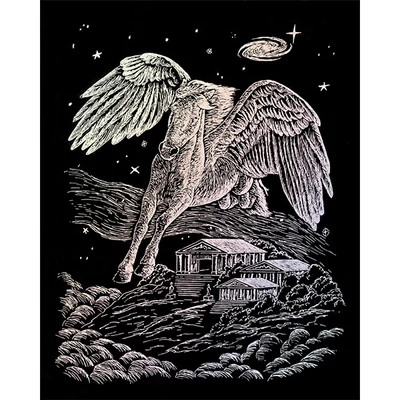 Sada na gravírovanie obrázkov s rysovacou ihlou, 20x25 cm - Pegasus, holografická