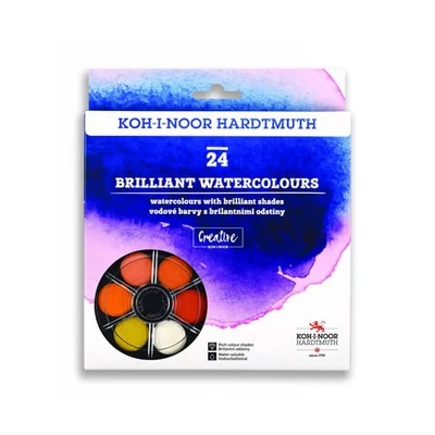 Sada vodových farieb KOH-I-NOOR Brilliant Watercolors (Anilinky) - 24 ks
