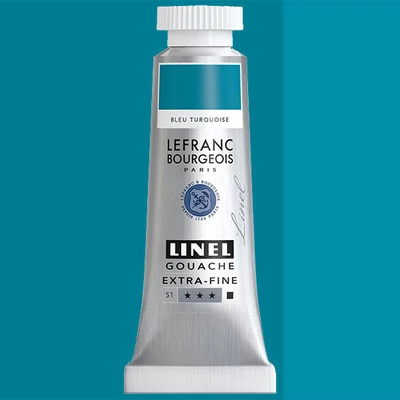Gvašová farba L&B Linel extra fine, 14 ml - 050, turquoise blue