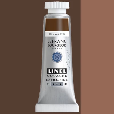 Gvašová farba L&B Linel extra fine, 14 ml - 111, van dyck brown