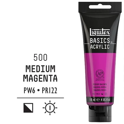 Akrylová farba Liquitex Basics, 118 ml - 500, magenta medium