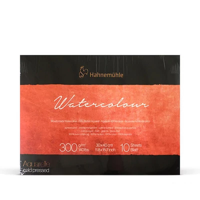 Prémiový akvarelový blok Hahnemühle Watercolor Mould-made, 300 g, 10 listov, 30x40 cm, stredne hrubý