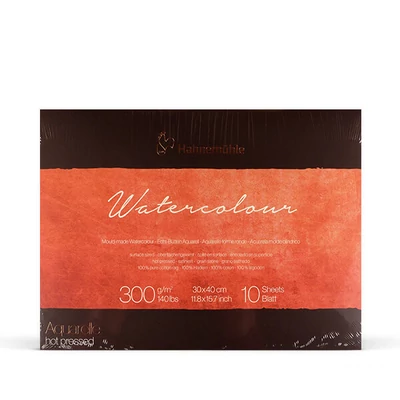 Prémiový akvarelový blok Hahnemühle Watercolor Mould-made, 300 g, 10 listov, 30x40 cm, hladký povrch