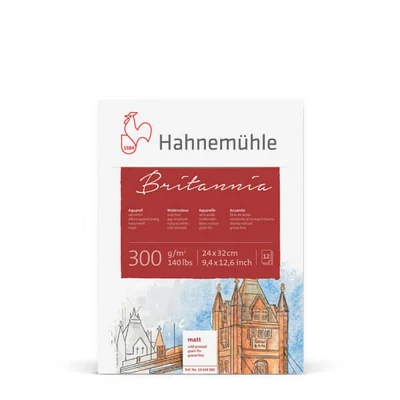 Akvarelový blok Hahnemühle Britannia, 300 g, 12 listov, mierne drsný, 24x32 cm