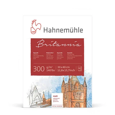Akvarelový blok  Hahnemühle Britannia, 300 g, 12 listov, mierne drsný, 30x40 cm