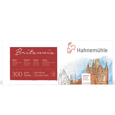 Akvarelový blok Hahnemühle Britannia, 300 g, 12 listov, mierne drsný, 20x50 cm