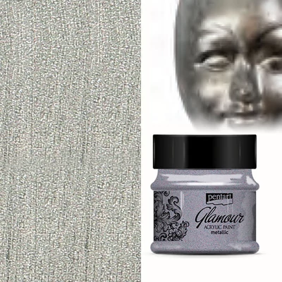 Metalická akrylová farba Glamour, 50 ml - strieborno čierna