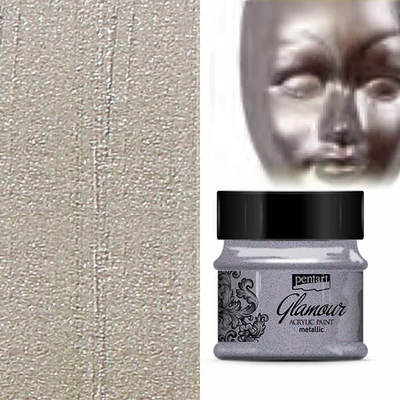 Metalická akrylová farba Glamour, 50 ml - starostrieborná