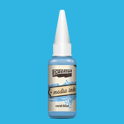 Atramentové farbivo Pentart Media ink, 20 ml - koralovo modrý