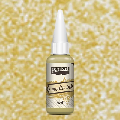 Atramentové farbivo Pentart Media ink, 20 ml - metalická zlatá