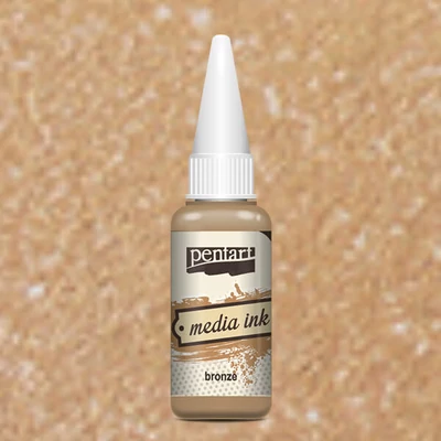 Atramentové farbivo Pentart Media ink, 20 ml - metalický bronz