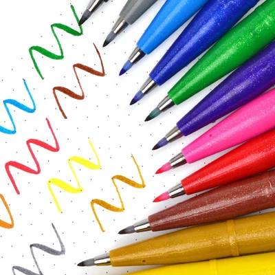 Štetcový popisovač Pentel Brush Sign Pen, SES15C-D, zelený
