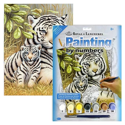 Sada očíslovaných omaľovánok, akrylová farba+štetec, 22x30 cm - Tiger