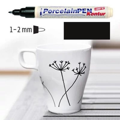 Popisovač na sklo a porcelán, Kreul Classic - 12 kontúrovacia čierna
