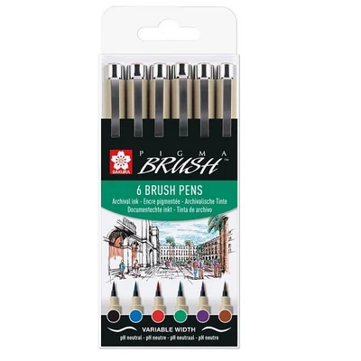 Sada štetcových popisovačov Sakura Pigma Brush, 6 ks