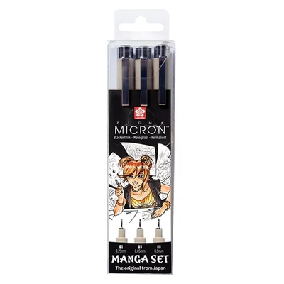 Súprava technických pier Sakura Pigma Micron - 3 ks, Manga sada (01-05-08)
