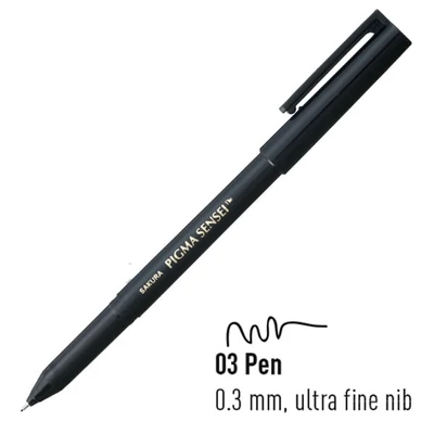 Kresliace pero Sakura Pigma Sensei 03, čierne - 0,3 mm