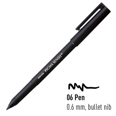 Popisovač Sakura Pigma Sensei 06, čierny - 0,6 mm