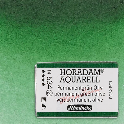 Akvarelová farba Schmincke Horadam, 1/1 v celej panvičke - 534, permanent green olive