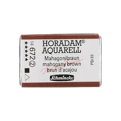 Akvarelová farba Schmincke Horadam, 1/1 v panvičke, 1/1 hodvábna, granulačná - 672, mahogany brown