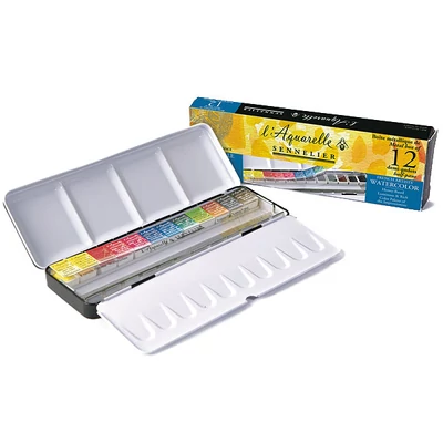 Sada akvarelových farieb Sennelier l'Aquarelle, 1/2 panvičky - 12 ks