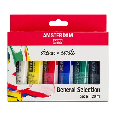 Sada akrylových farieb Talens Amsterdam - 6x20 ml, všeobecná