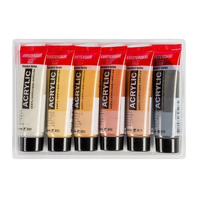 Sada akrylových farieb Talens Amsterdam - 6x20 ml, metalické farby