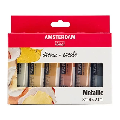 Sada akrylových farieb Talens Amsterdam - 6x20 ml, metalické farby