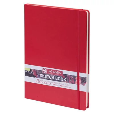 Náčrtník a skicár Talens Art Creation Sketch Book, 140 g, 80 listov - A4, červený