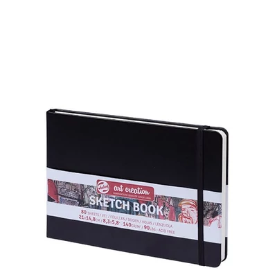 Náčrtník a skicár Talens Art Creation Sketch Book, 140 g, 80 listov - A5 na šírku, čierny