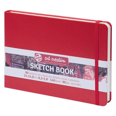 Náčrtník a skicár Talens Art Creation Sketch Book, 140 g, 80 listov - A5 na šírku, červený