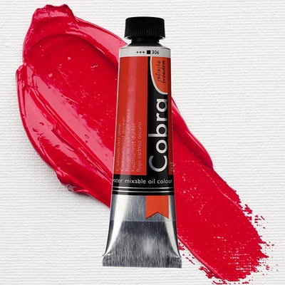 Olejová farba na vodnej báze Talens Cobra, 40 ml - 306, cadmium red deep