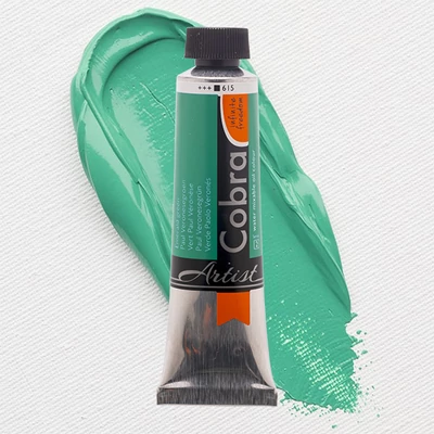 Olejová farba na vodnej báze Talens Cobra, 40 ml - 615, emeralde green