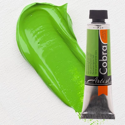 Olejová farba na vodnej báze Talens Cobra, 40 ml - 618, permanent green light