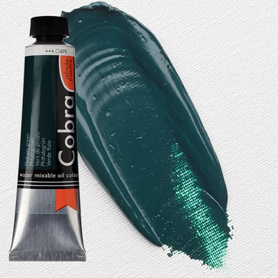 Olejová farba na vodnej báze Talens Cobra, 40 ml - 675, phthalo green
