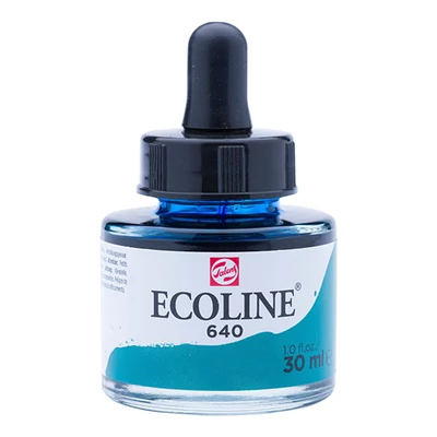 Tekutá akvarelová farba Talens Ecoline, 30 ml - 640, bluish green