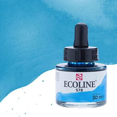 Tekutá akvarelová farba Talens Ecoline, 30 ml - 578, sky blue (cyan)