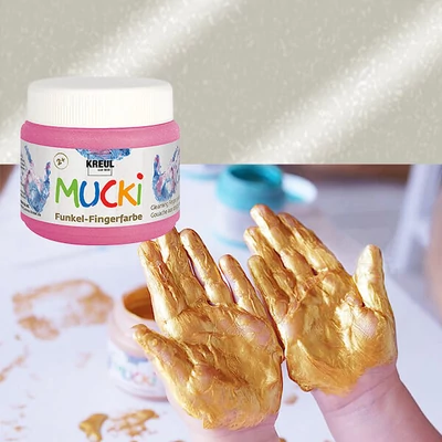 Prstová farba, Mucki, 150 ml - perleťová strieborná