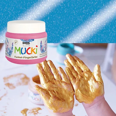 Prstová farba, Mucki, 150 ml - perleťová modrá