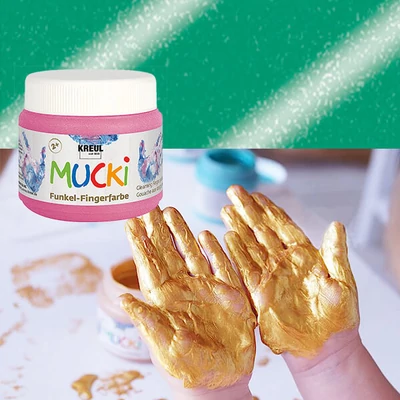 Prstová farba, Mucki, 150 ml - perleťová zelená