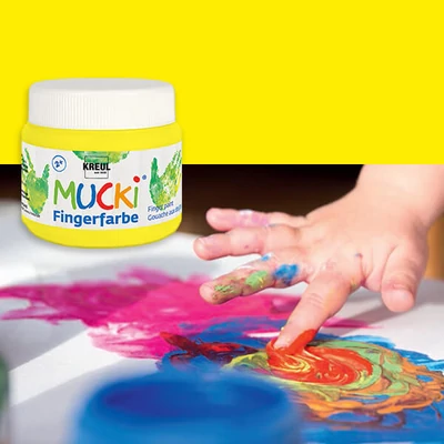 Prstová farba, Mucki, 150 ml - neónová žltá