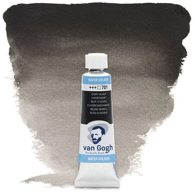 Akvarelová farba v tubeTalens Van Gogh, 10 ml - 701, ivory black