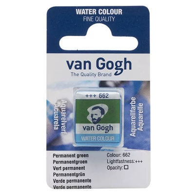 Akvarelová farba Talens Van Gogh, 1/2 panvičky - 662, permanent green