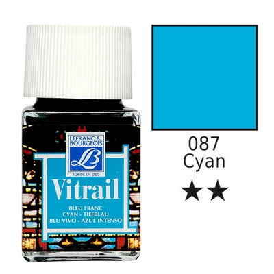 Farba na sklo na živicovej báze Vitrail, 50 ml - azúrová modrá