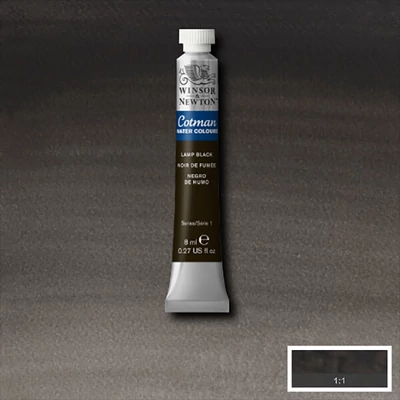 Akvarelová farba v tube Winsor&Newton Cotman, 8 ml - 337, lamp black