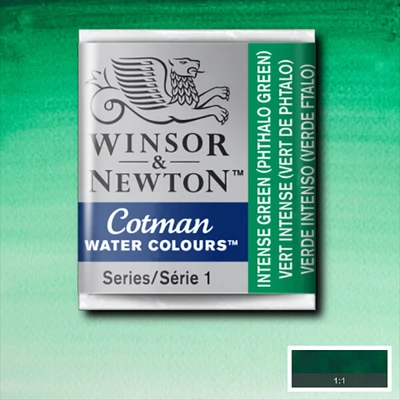 Akvarelová farba Winsor&Newton Cotman 1/2 panvičky - 329, intense green (phthalo green)